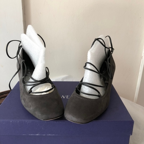 Stuart Weitzman Cordon Lace-Up Ballerina Pump 8M - Picture 2 of 8